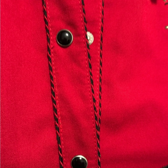 Panhandle Slim Red Embroidered Bling Western Shirt With Snap Closure - Picture 3 of 10